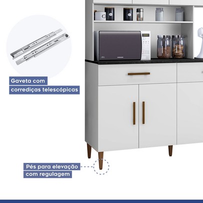 Cozinha Compacta Fortaleza 8 Portas 2 Gavetas Branco - Kaiki Móveis