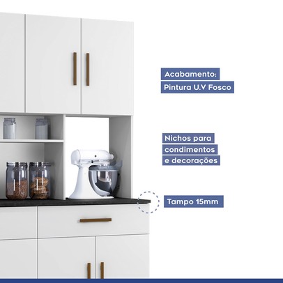 Cozinha Compacta Fortaleza 8 Portas 2 Gavetas Branco - Kaiki Móveis