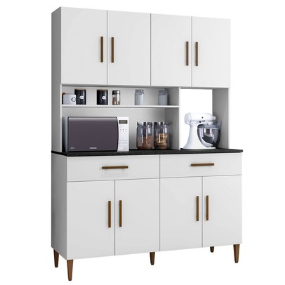 Cozinha Compacta Fortaleza 8 Portas 2 Gavetas Branco - Kaiki Móveis