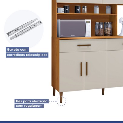 Cozinha Compacta Fortaleza 8 Portas 2 Gavetas Nature/Off White - Kaiki Móveis
