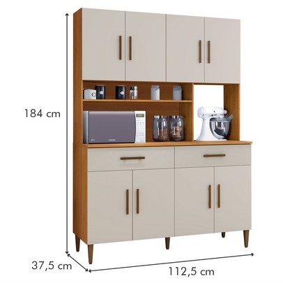 Cozinha Compacta Fortaleza 8 Portas 2 Gavetas Nature/Off White - Kaiki Móveis