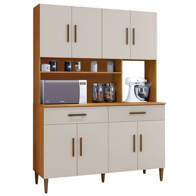 Cozinha Compacta Fortaleza 8 Portas 2 Gavetas Nature/Off White - Kaiki Móveis
