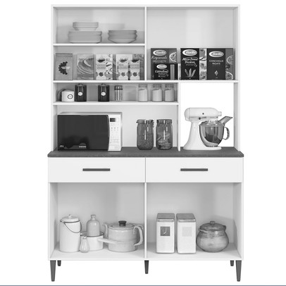 Cozinha Compacta Fortaleza 8 Portas 2 Gavetas Nature/Off White - Kaiki Móveis