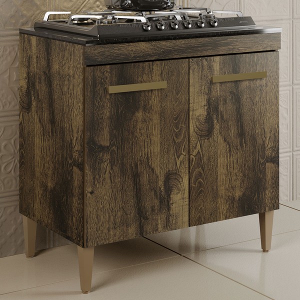 Armário de Cozinha para Cooktop 5 Bocas Sevilha 2 Portas Ypê - Kaiki Móveis