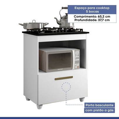 Armário de Cozinha para Cooktop Salvia 1 Porta 1248 Branco - Kaiki Móveis