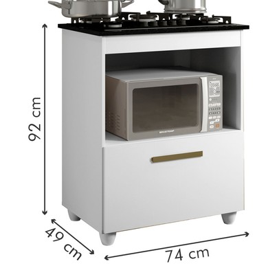 Armário de Cozinha para Cooktop Salvia 1 Porta 1248 Branco - Kaiki Móveis