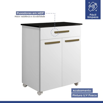 Armário de Cozinha Girassol 2 Portas 1 Gaveta Branco - Kaiki Móveis