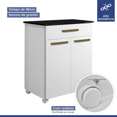 Armário de Cozinha Girassol 2 Portas 1 Gaveta Branco - Kaiki Móveis