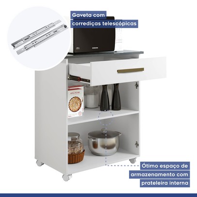 Armário de Cozinha Girassol 2 Portas 1 Gaveta Branco - Kaiki Móveis