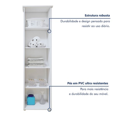 Armário Multiuso Jasmim 1 Porta Branco - Kaiki Móveis