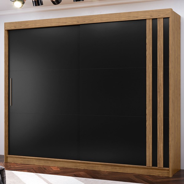 Guarda-Roupa Casal Seul 2 Portas 4 Gavetas 100% Mdf Freijó/Nero - Mx Móveis