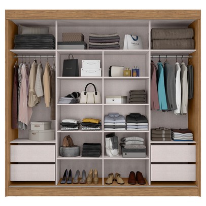 Guarda-Roupa Casal Seul 2 Portas 4 Gavetas 100% Mdf Freijó/Nero - Mx Móveis