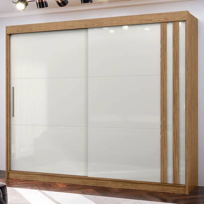 Guarda-Roupa Casal Seul 2 Portas 4 Gavetas 100% Mdf Freijó/Off White - Mx Móveis