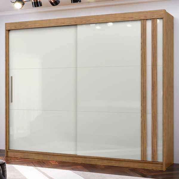 Guarda-Roupa Casal Seul 2 Portas 4 Gavetas 100% Mdf Freijó/Off White - Mx Móveis