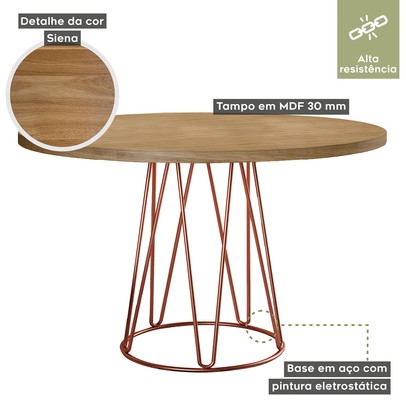 Mesa de Jantar 4 Lugares Dubai Linho Bege Areia/Cobre/Siena 3897 - Mais Decor