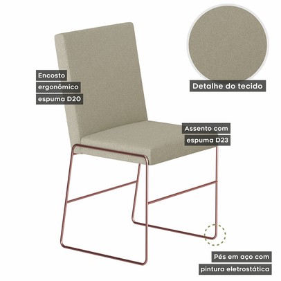 Mesa de Jantar 4 Lugares Dubai Linho Bege Areia/Cobre/Siena 3897 - Mais Decor