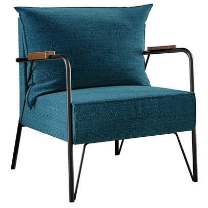 Poltrona M02 Preto/Linho Jeans Azul 3961 - Mais Decor