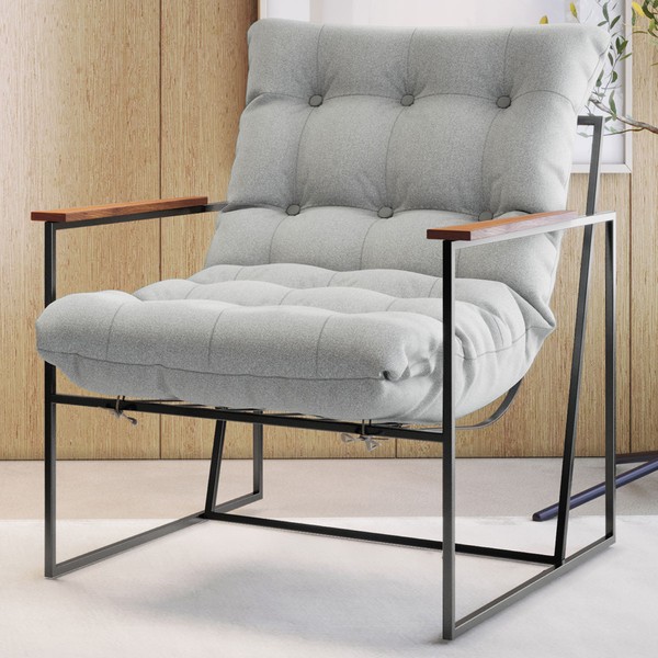 Poltrona M03 Preto/Linho Cinza 3962 - Mais Decor