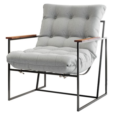 Poltrona M03 Preto/Linho Cinza 3962 - Mais Decor