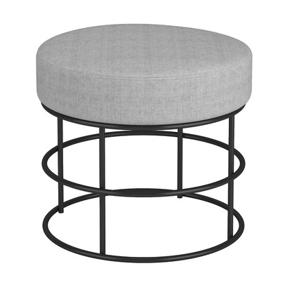 Puff Anunciação Preto/Linho Cinza - Mais Decor