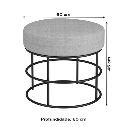 Puff Anunciação Preto/Linho Cinza - Mais Decor