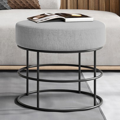 Puff Anunciação Preto/Linho Cinza - Mais Decor