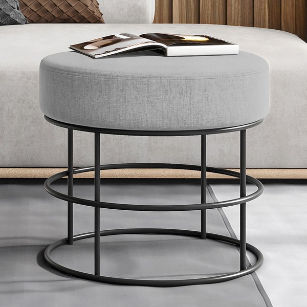 Puff Anunciação Preto/Linho Cinza - Mais Decor