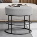 Puff Anunciação Preto/Linho Cinza - Mais Decor
