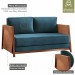 Sofá Cama 2 Lugares Cobre/Linho Jeans Azul 3968 - Mais Decor