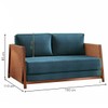 Sofá Cama 2 Lugares Cobre/Linho Jeans Azul 3968 - Mais Decor