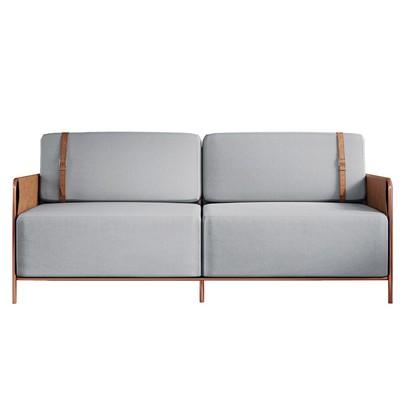 Sofá 3 Lugares Living Cobre/Linho Cinza 3967 - Mais Decor