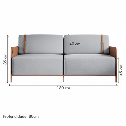 Sofá 3 Lugares Living Cobre/Linho Cinza 3967 - Mais Decor