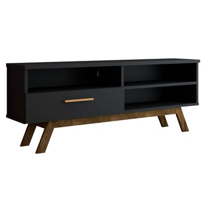 Rack para TV Até 55 Polegadas Bolonha 1 Porta Preto - Panorama Móveis