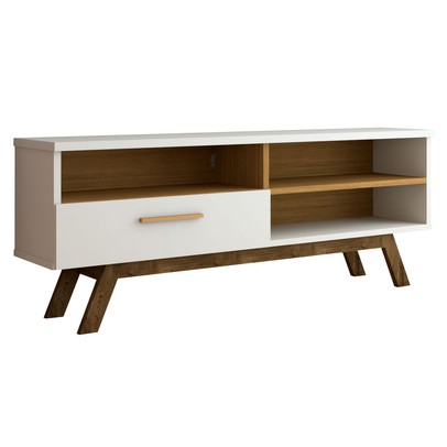 Rack para TV Até 55 Polegadas Bolonha 1 Porta Off White/Cinamomo - Panorama Móveis