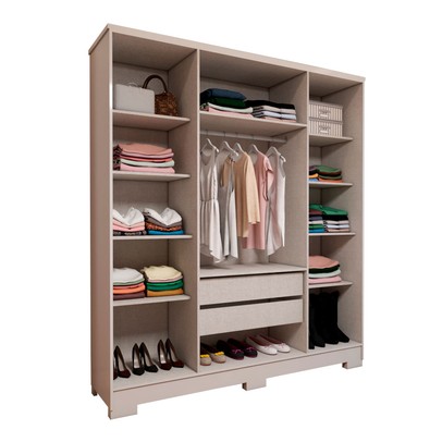 Guarda-Roupa Casal Varsóvia 4 Portas 2 Gavetas Branco - Panorama Móveis