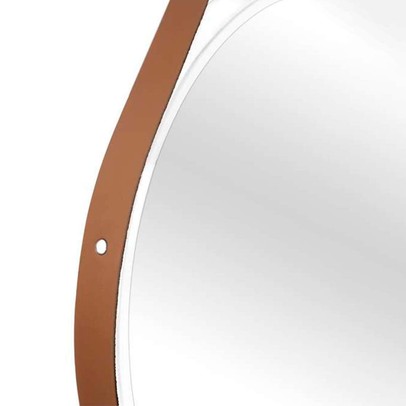 Espelho Decorativo Adnet Redondo 30cm Branco/Caramelo - In House Decor