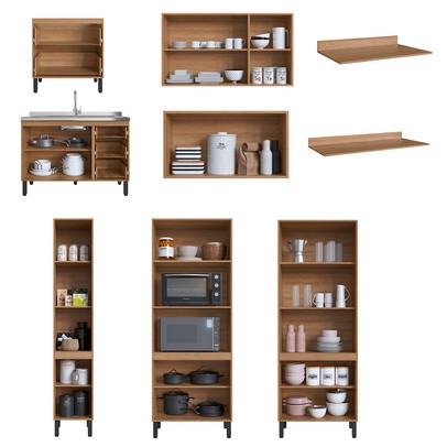 Cozinha Completa Plátano 16 Portas 5 Gavetas Fumê/Grafite - Quiditá Móveis