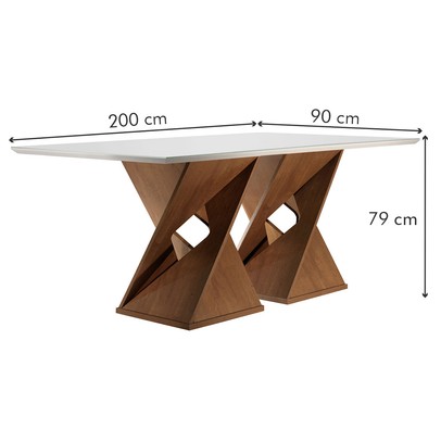 Mesa de Jantar 8 Lugares Genova com Vidro Chocolate/Off White/Marrom Claro - Cel Móveis