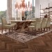 Mesa de Jantar 8 Lugares Genova com Vidro Chocolate/Off White/Marrom Claro - Cel Móveis