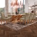 Mesa de Jantar 8 Lugares Genova com Vidro Cinamomo/Off White/Marrom Claro - Cel Móveis