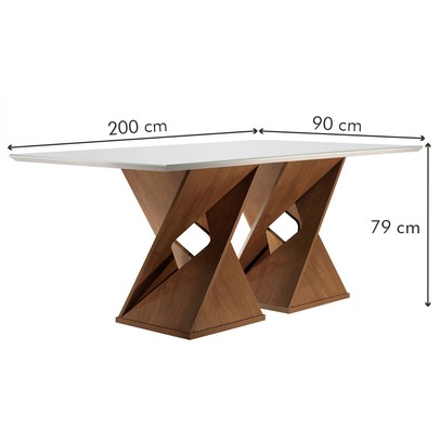 Mesa de Jantar 8 Lugares Genova com Vidro Chocolate/Off White/Bege - Cel Móveis