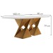 Mesa de Jantar 8 Lugares Genova com Vidro Cinamomo/Off White/Cinza - Cel Móveis