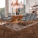 Mesa de Jantar 8 Lugares Genova com Vidro Cinamomo/Off White/Cinza - Cel Móveis