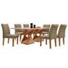 Mesa de Jantar 6 Lugares Genova com Vidro Cinamomo/Off White/Marrom Claro - Cel Móveis