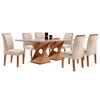 Mesa de Jantar 6 Lugares Genova/Luísa com Vidro Cinamomo/Off White/Bege - Cel Móveis