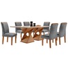 Mesa de Jantar 6 Lugares Genova/Luísa com Vidro Cinamomo/Off White/Cinza - Cel Móveis