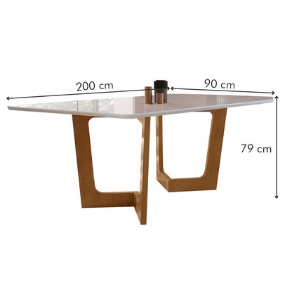 Mesa de Jantar 8 Lugares Nápoles/Genova com Vidro Cinamomo/Off White/Marrom Claro - Cel Móveis