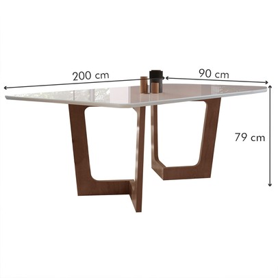 Mesa de Jantar 8 Lugares Nápoles/Genova com Vidro Chocolate/Off White/Bege - Cel Móveis