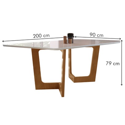 Mesa de Jantar 8 Lugares Nápoles/Genova com Vidro Cinamomo/Off White/Bege - Cel Móveis