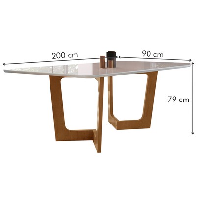 Mesa de Jantar 8 Lugares Nápoles/Genova com Vidro Cinamomo/Off White/Cinza - Cel Móveis